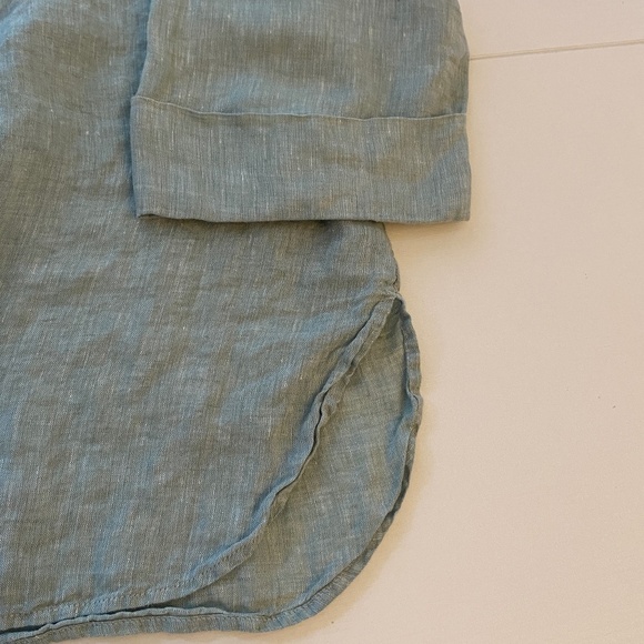 Pure Jill Yarn Dyed 100% Linen Tunic Blouse Button Front Light Green Sz XL - Picture 9 of 16